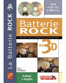 La batterie rock en 3D avec CD et DVD