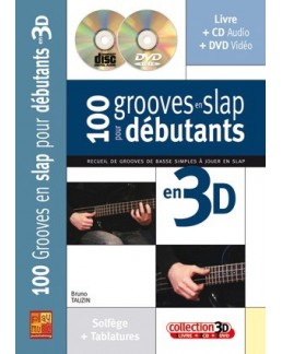 100 grooves en slap pour débutants en 3D Bruno Tauzin CD + DVD